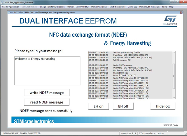 STMicroelectronics NDEF & Energy Harvesting demo STMicroelectronics NDEF & Energy Harvesting demo